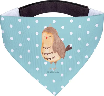 Produktbild von Mr. & Mrs. Panda Halstuch Für Hunde Eule Zufrieden - Türkis Pastell - Geschenk, Hund, Bandana, Romantisch, Hals Tuch, Müde, Dreieckstuch, Hochzeitstag, Owl, glücklich