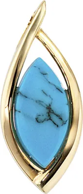 Produktbild von Anhänger mit Türkis blau 585 Gold Gelbgold spitzoval schlicht Damen