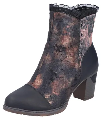 Produktbild von Rieker Damen Stiefelette mit Blumenmuster Rüschen und Captoe 96064, Größe:39 EU, Farbe:Mehrfarbig