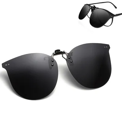 Produktbild von Aufsteckbare Sonnenbrillengläser,Polarisierte, entspiegelte, hochklappbare Sonnenbrillengläser,UV-Schutz,Uni,Kompakte Passform,Schwarz