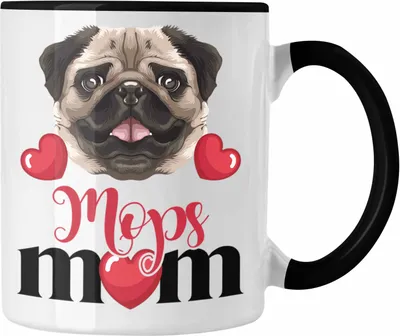 Produktbild von Trendation - Mops Besitzer Mom Mama Tasse Geschenk Lustiger Spruch Geschenkidee Mops Besitzerin (Schwarz)