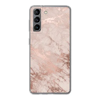 Produktbild von MuchoWow® Handyhülle Schutzhülle Hülle für Samsung Galaxy S21 Marmor - Rosa - Luxus - Marmoroptik - Glitzer - Design Silikon Softcase Handy Hülle - Softcase