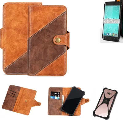 Produktbild von K-S-Trade Handy-Hülle Schutz-Hülle Bookstyle Case Wallet-Case kompatibel mit Energizer H550S Handy Cover Bumper Kantenschutz Smartphone dunkelbraun