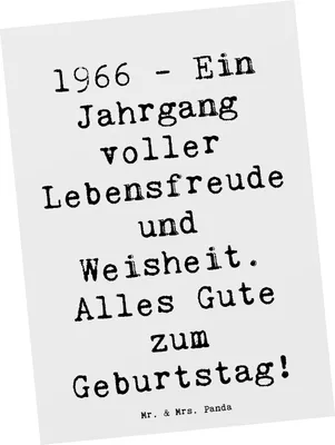Produktbild von Mr. & Mrs. Panda Postkarte Spruch 1966 Geburtstag - Weiß - Geschenk, Ansichtskarten, bildkarte, Postkarten, Ansichtskarte, besondere Geschenke, Feier, Happy Birthday