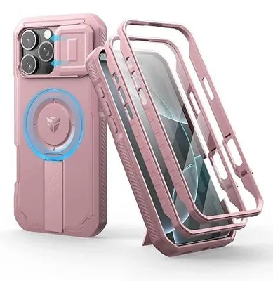 Zdjęcie produktu dla Etui iphone 16 pro max magnetyczne wstrząsoodporne czerwone uchwyt