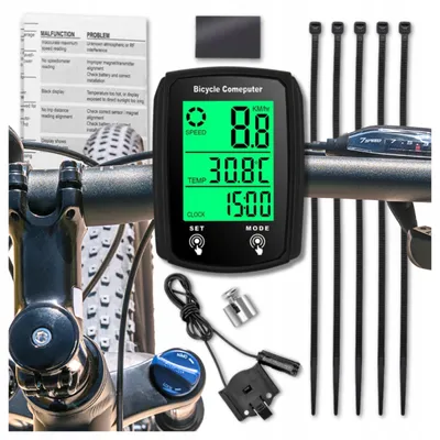 Produktbild von Fahrradcomputer, wasserdicht, mit Thermometer, Nachtmodus und Hintergrundbeleuchtung