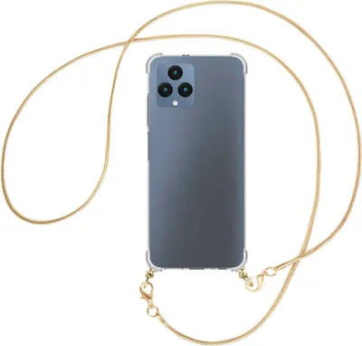 Produktbild von Handykette Backcover-Schutzhülle mit Band (Metall goldfarben) für Telekom T Phone (T-Mobile Revvl 6 5G) - goldfarbene Snake-Kette