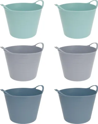 Produktbild von 6x Flexibler Kunststoff Aufbewahrungskorb 7 L Mit Griffe Flexi Korb Tragekorb Haushaltskorb Allzweckkorb