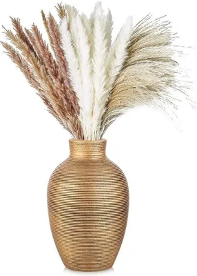 Produktbild von Famanu Vase für Pampasgras - Moderne dekorative Keramikvase in Gold