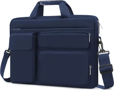 Produktbild von Wasserdichte Laptop-Tasche mit drei Fronttaschen, PolyurethanGriff, leicht & diebstahlsicher, Business & Freizeit, für 13 Zoll Laptops, Blau