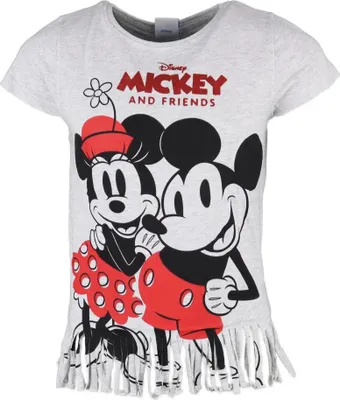 Image de T-shirt à manches courtes et franges Disney Minnie et Mickey Mouse pour enfants – 164 / Gris