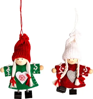 Produktbild von Sass & Belle Wichtel Mädchen im 2-er Set für den Christbaum - 5 x 3 cm