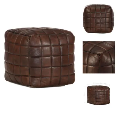 Obrázok produktu pre vidaXL Puf tmavohnedý 40 x 40 x 40 cm Pravá kozia koža - Čalúnený taburet