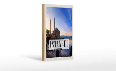 Produktbild von Holzschild Reise 12x18cm Istanbul Turkey Moschee Meer