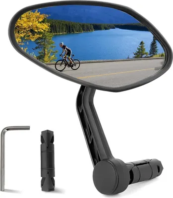 Produktbild von Arkham Fahrradspiegel HD Auto-Grad Glas ovaler Lenker-Rückspiegel, verstellbar, E-Bike, 1 Stück