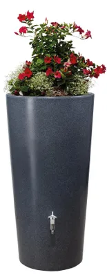Zdjęcie produktu dla GARANTIA STONE 2w1 zbiornik na deszczówkę 210 l, lava z misą na rośliny