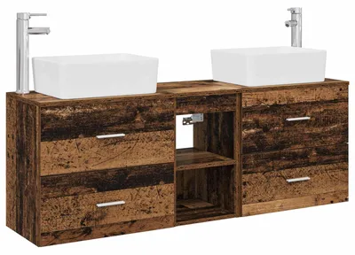 Produktbild von vidaXL Badezimmerschrank-Set 3 stk. Altholz 53 x 34,5 x 63 cm