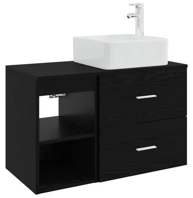 Produktbild von vidaXL Badezimmermöbel-Set 2 stk. Schwarze Eiche Holzwerkstoff