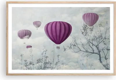 Produktbild von Gerahmtes Poster - Rahmen in heller Eiche - Ballon Baum Flug - 91,5x61 cm - Wand Bild - Wanddeko - Wandbilder - Kunstposter - Wandposter - Bilderrahmen - Bilder - Kunstdruck - Wandbild P2NAA91x61-3581