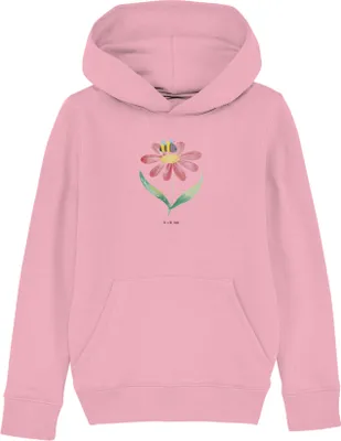 Produktbild von Mr. & Mrs. Panda Organic Kinder Hoodie Hummel Blume 5-6 Jahre (110/116) - Baumwolle Pink - Geschenk, Natur, Baumwollpulli, Biene, Lustige Sprüche, Pullover, Sweater, Hummeln