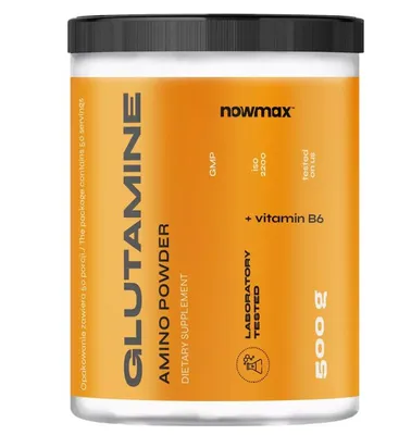 Produktbild von nowmax® L-Glutamine 500 g – L-Glutamin Pulver mit Taurin & Vitamin B6