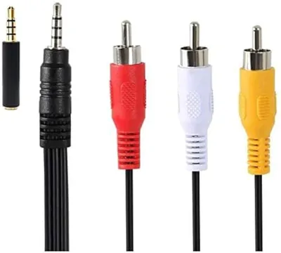 Produktbild von 3,5 mm auf RCA AV Camcorder Videokabel, 3,5 mm Stecker auf 3 Cinch-Stecker, Stereo-Audio-Video-AUX-Kabel für Smartphones, MP3-Player, Tablets, Lautsprecher, Heimkino