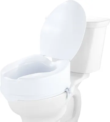 Zdjęcie produktu dla Podnośnik do deski sedesowej Uniwersalny podnośnik do deski sedesowej, 15 cm, udźwig 136 kg, blokada śrubowa, z deską sedesową, dla seniorów, osób niepełnosprawnych, pacjentów, kobiet w ciąży, personelu medycznego Biały