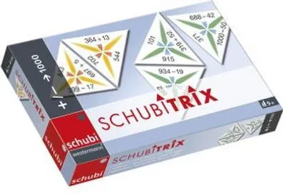 Produktbild von Mathematikspiel im Dominoprinzip mit dreieckigen Spielkarten für 2 Spiele & Selbstkontrolle
