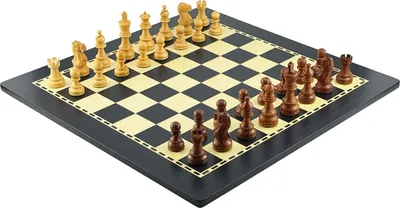 Produktbild von Italfama Klassisches Premium Schachset 9,1 cm | Akazienholz | Schachbrett in Ebenholz 50 cm