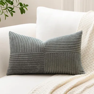 Productafbeelding van Kussensloop, corduroy, kruisstreepmotief, donkergrijs, 40x60 cm, 1 stuk