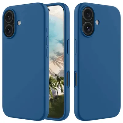 Productafbeelding van MobyDefend Hoesje - Geschikt voor iPhone 16 - Matte Siliconen Backcover - Blauw