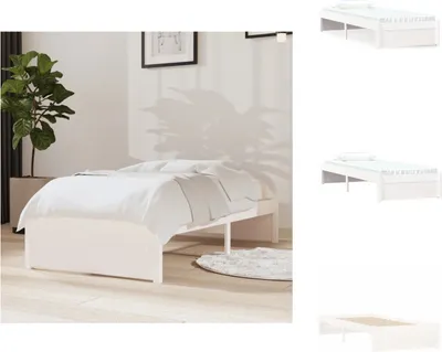 Produktbild von vidaXL Massivholzbett Weiß 75x190 cm -  Betten & Bettgestelle