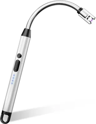 Immagine prodotto di Accendino a arco elettrico, alimentazione USB-C, accendino a stelo, flessibile a 360°, colore argento