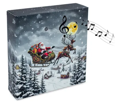 Productafbeelding van Kerst klankdoos met merry christmas melody - 12 cm - Kerst Muziekluidspreker met bewegingsmelder 3 m