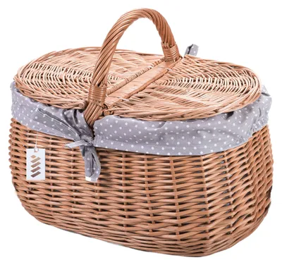 Produktbild von Picknickkorb aus Weide für das Autogepäck mit Standardverkleidung, K61 Grau mit Punkten