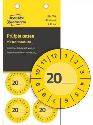 Zdjęcie produktu dla AVERY Zweckform 7902 80 AVERY Zweckform Prüfplaketten 7902 gelb