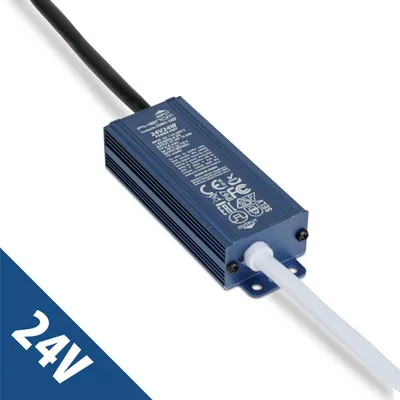 Productafbeelding van LED-voeding 24V 24W, IP67, waterdicht - Transformator 24V DC 1A - LED-driver voor buitengebruik - Geschikt voor LED-strips, camera's en tuinverlichting [55001-24IP], AI-gegenereerde afbeelding