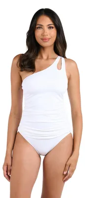 Produktbild von La Blanca Island Goddess Tankini, One-Shoulder, mit Cut-Out-Detail, Weiss/opulen