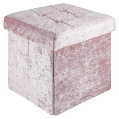 Sitzwürfel 30x30x30 cm Samtrosa – faltbar mit Stauraum