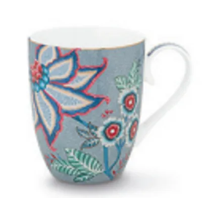 Produktbild von PIP STUDIO Flower Festival Henkelbecher Light Blue 350 ml