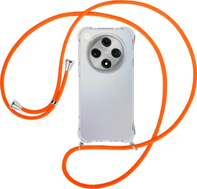 Produktbild von Handykette Backcover-Schutzhülle mit Band (Metall silberfarben) für Oppo Find X8 5G - neonorange