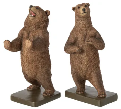 Produktbild von J-Line Set Von 2 Buchstütze Bär Polyresin Braun
