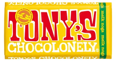Immagine prodotto di Tony's Chocolonely - Cioccolato Tony Chocolonely Milk Noga Bar 180gr | pezzo A 180 grammi | 15 pezzi