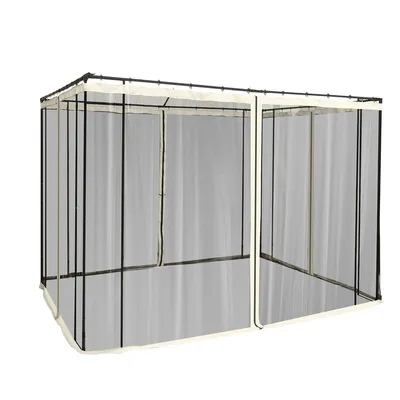 Produktbild von Pavillon mit 4 Seitenteilen und Reißverschluss Moskitonetz Fliegennetz für Garten 3x3m Schwarz