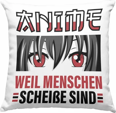 Produktbild von TRENDATION Anime Deko-Kissen mit Füllung 40x40 Geschenk Spruch Deko-Kissen mit Füllung 40x40 (Grau)