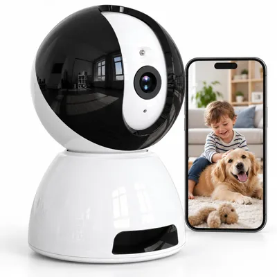 Produktbild von 2K überwachungskamera Innen 360° Indoor Hundekamera Babyphone mit Bewegungserkennung automatischer Verfolgung Nachtsicht 2 Wege Audio