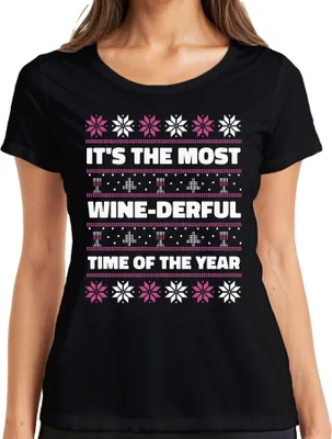 Produktbild von It's the most wine-derful time of the year - Ugly Christmas Sweater Weihnachten Damen T-Shirt, Schwarz, M