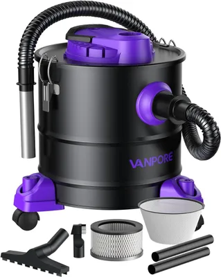 Immagine prodotto di Aspirapolvere per camini, capacità 20 litri, potenza di aspirazione 1200 W, aspirapolvere per camini con spazzola rotante, adatto per camini, stufe a pellet, forni e caminetti, colore viola