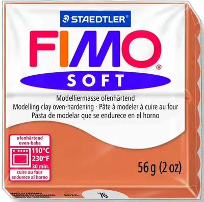 Produktbild von Modelliermasse Fimo soft 56g cognac Packung mit 6 Stück