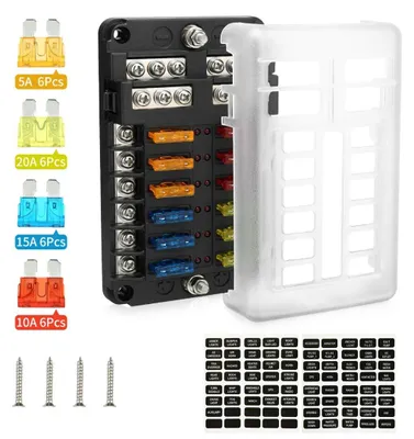 12-fach Sicherungskasten mit LED, 30A, wasserdicht, für Auto/Boot